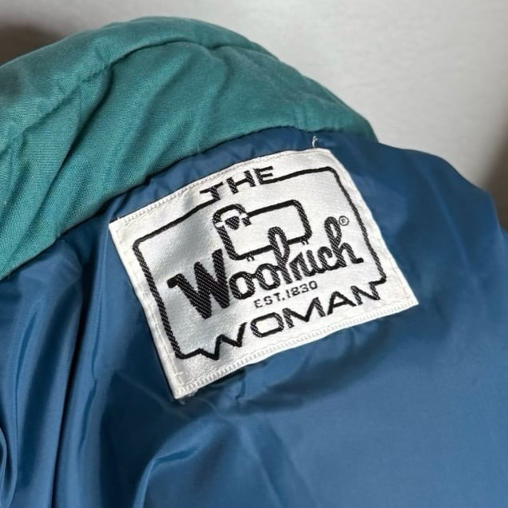 Vintage Woolrich Woman Down Puffer Vest Teal Sheep Logo Western Sz M Western EUC - Picture 2 of 11